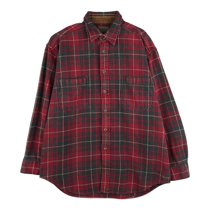 90s-00'S Vintage St. John's Bay Long Sleeve Flannel Check Shirt, Men's Size L cotton red type Vintage Second Hand