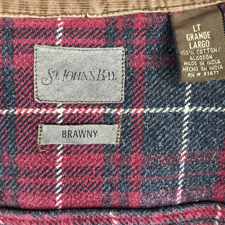 90s-00'S Vintage St. John's Bay Long Sleeve Flannel Check Shirt, Men's Size L cotton red type Vintage Second Hand
