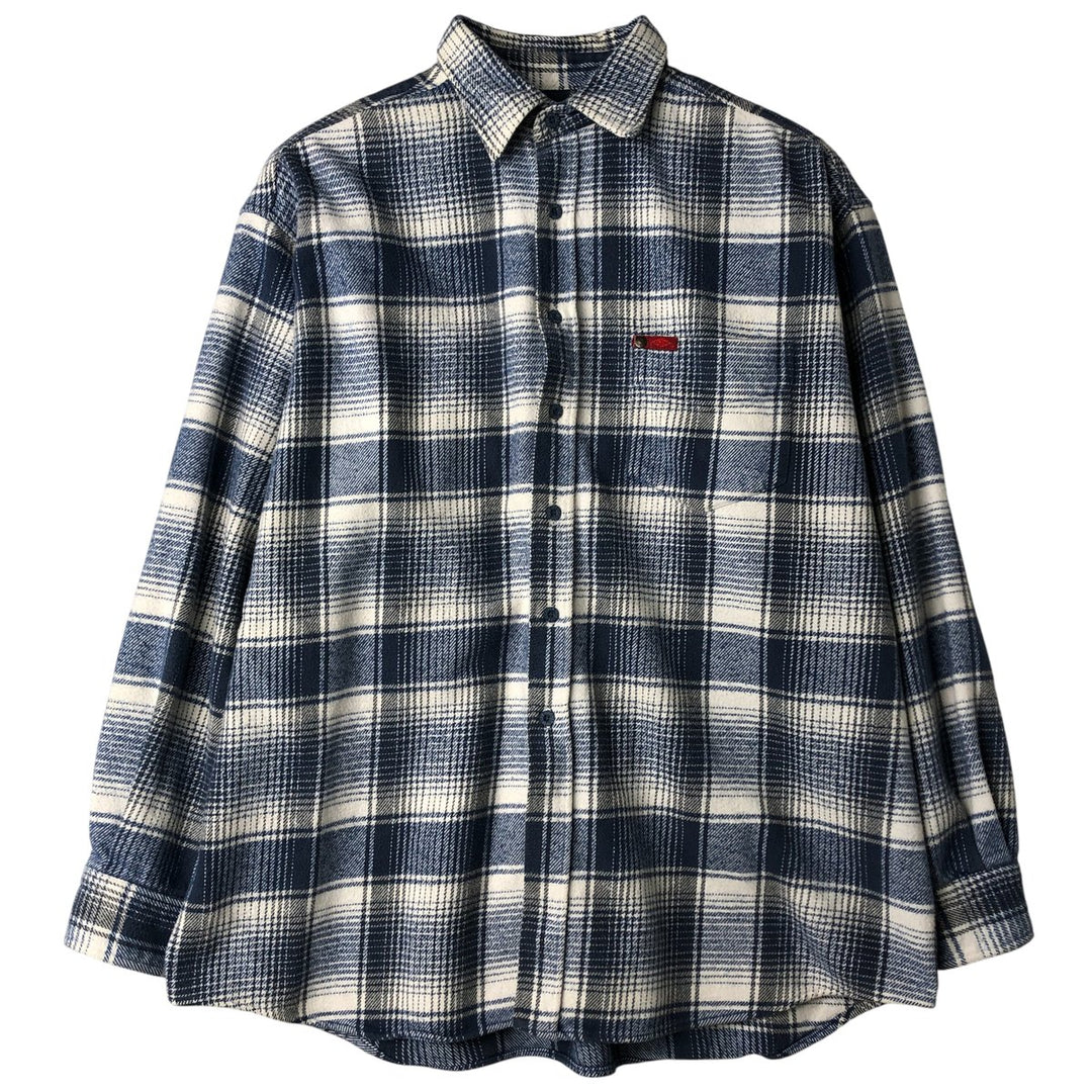 LEE COOPER Long Sleeve Heavy Flannel Check Shirt, Men's Size L unclear blue type Vintage Second Hand
