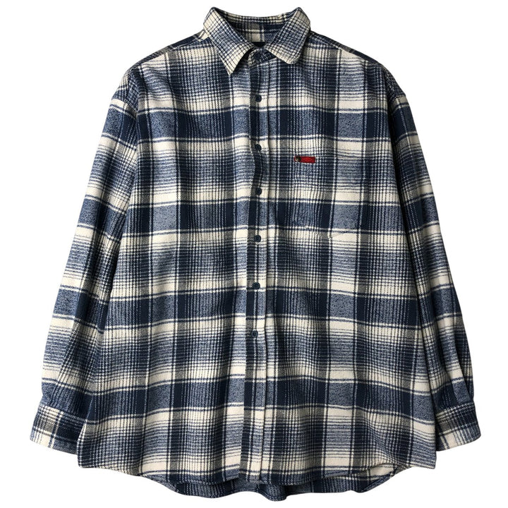 LEE COOPER Long Sleeve Heavy Flannel Check Shirt, Men's Size L unclear blue type Vintage Second Hand