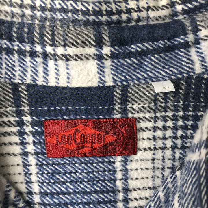 LEE COOPER Long Sleeve Heavy Flannel Check Shirt, Men's Size L unclear blue type Vintage Second Hand