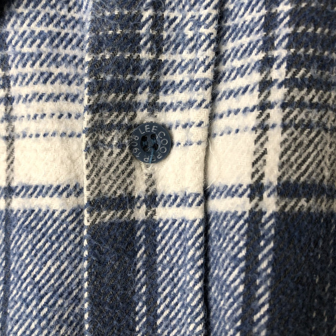 LEE COOPER Long Sleeve Heavy Flannel Check Shirt, Men's Size L unclear blue type Vintage Second Hand