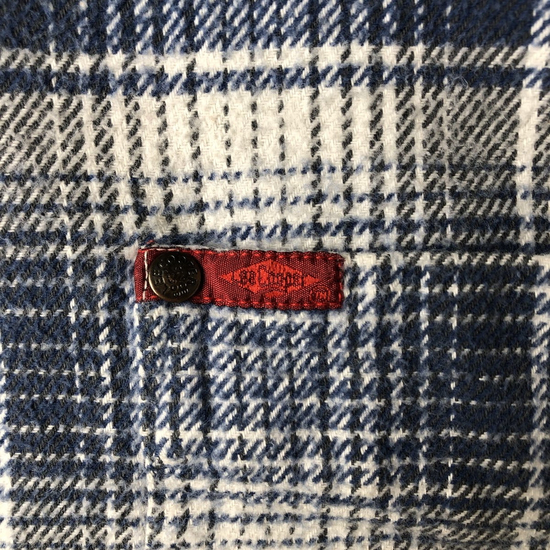 LEE COOPER Long Sleeve Heavy Flannel Check Shirt, Men's Size L unclear blue type Vintage Second Hand