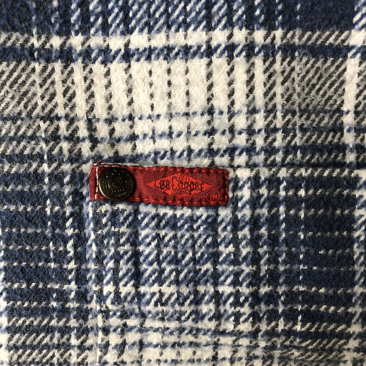 LEE COOPER Long Sleeve Heavy Flannel Check Shirt, Men's Size L unclear blue type Vintage Second Hand