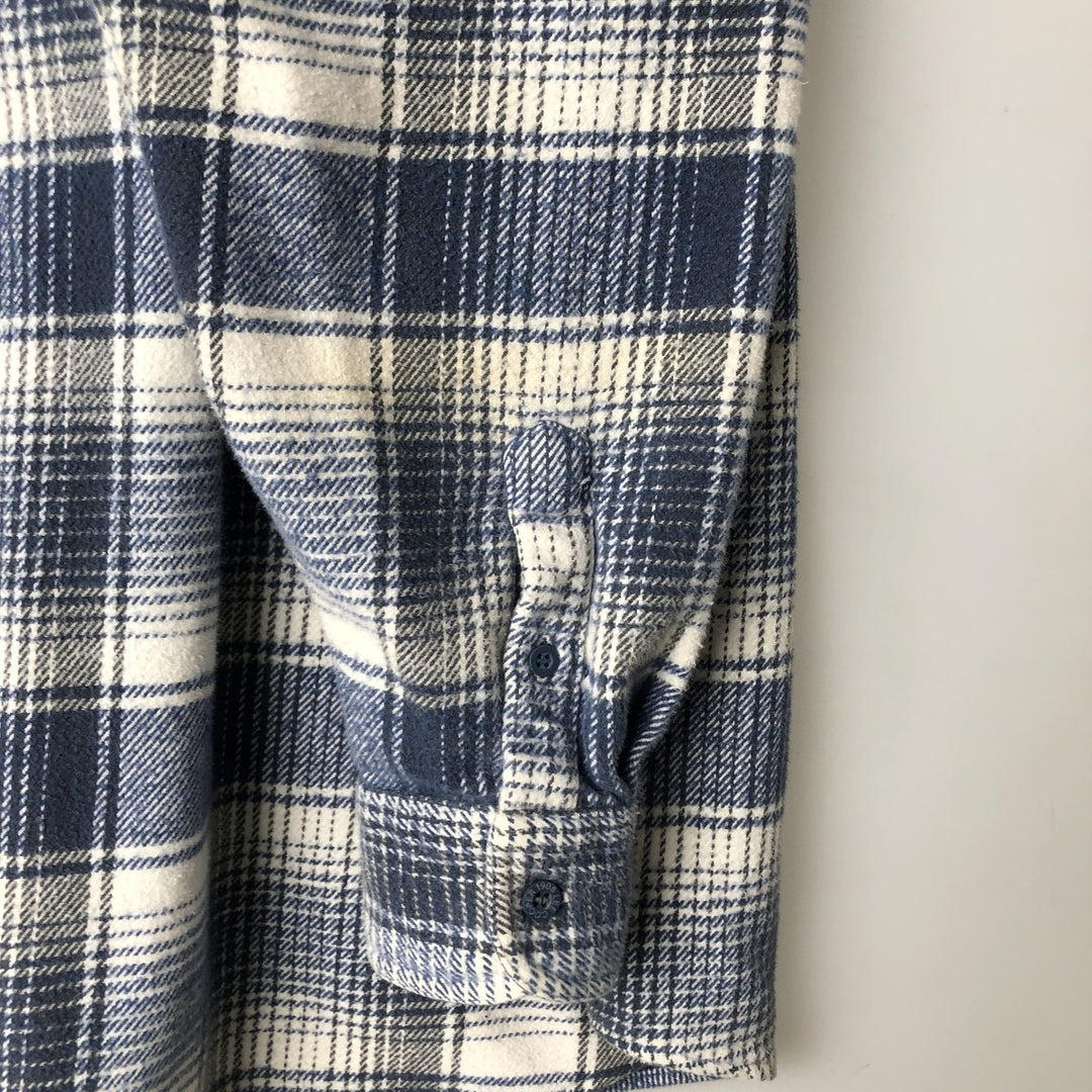 LEE COOPER Long Sleeve Heavy Flannel Check Shirt, Men's Size L unclear blue type Vintage Second Hand