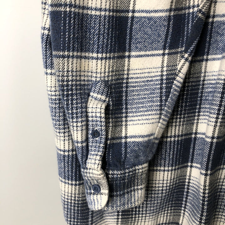 LEE COOPER Long Sleeve Heavy Flannel Check Shirt, Men's Size L unclear blue type Vintage Second Hand
