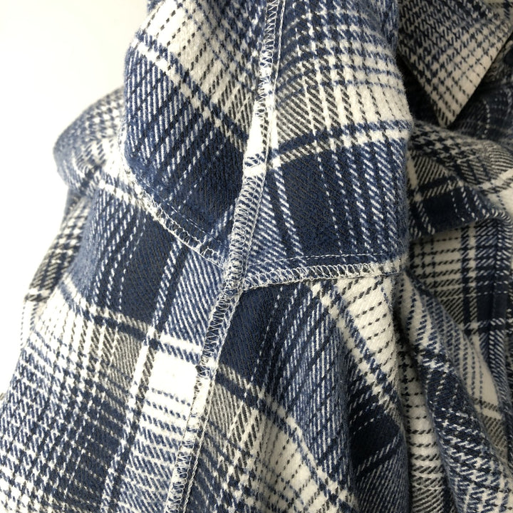 LEE COOPER Long Sleeve Heavy Flannel Check Shirt, Men's Size L unclear blue type Vintage Second Hand