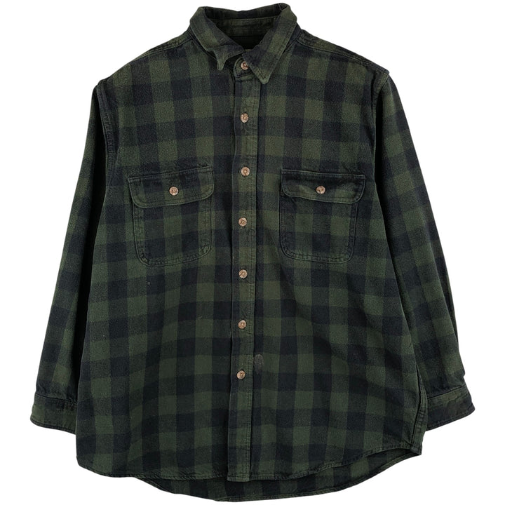 FIELD and STREAM Buffalo Check Long Sleeve Heavy Flannel Check Shirt, Men's Size L unclear Green type dark green Vintage Second Hand