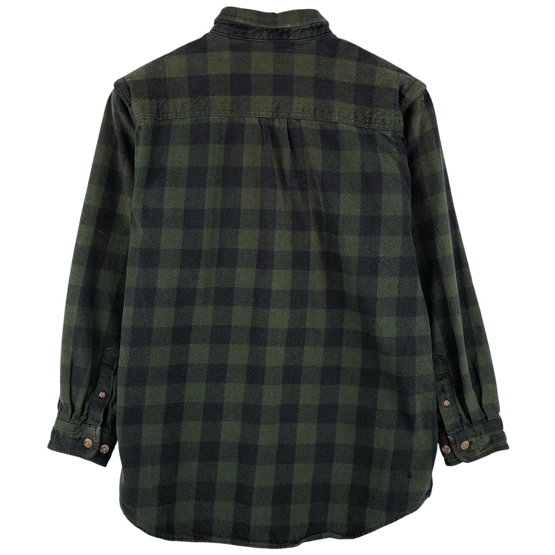 FIELD and STREAM Buffalo Check Long Sleeve Heavy Flannel Check Shirt, Men's Size L unclear Green type dark green Vintage Second Hand