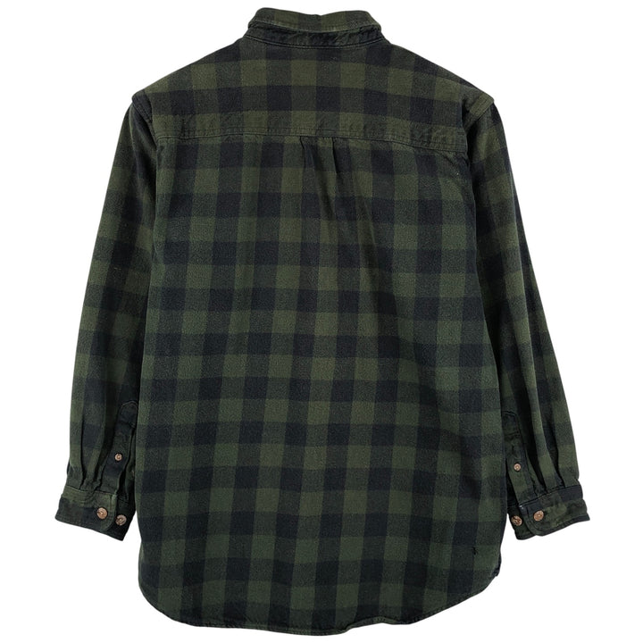 FIELD and STREAM Buffalo Check Long Sleeve Heavy Flannel Check Shirt, Men's Size L unclear Green type dark green Vintage Second Hand