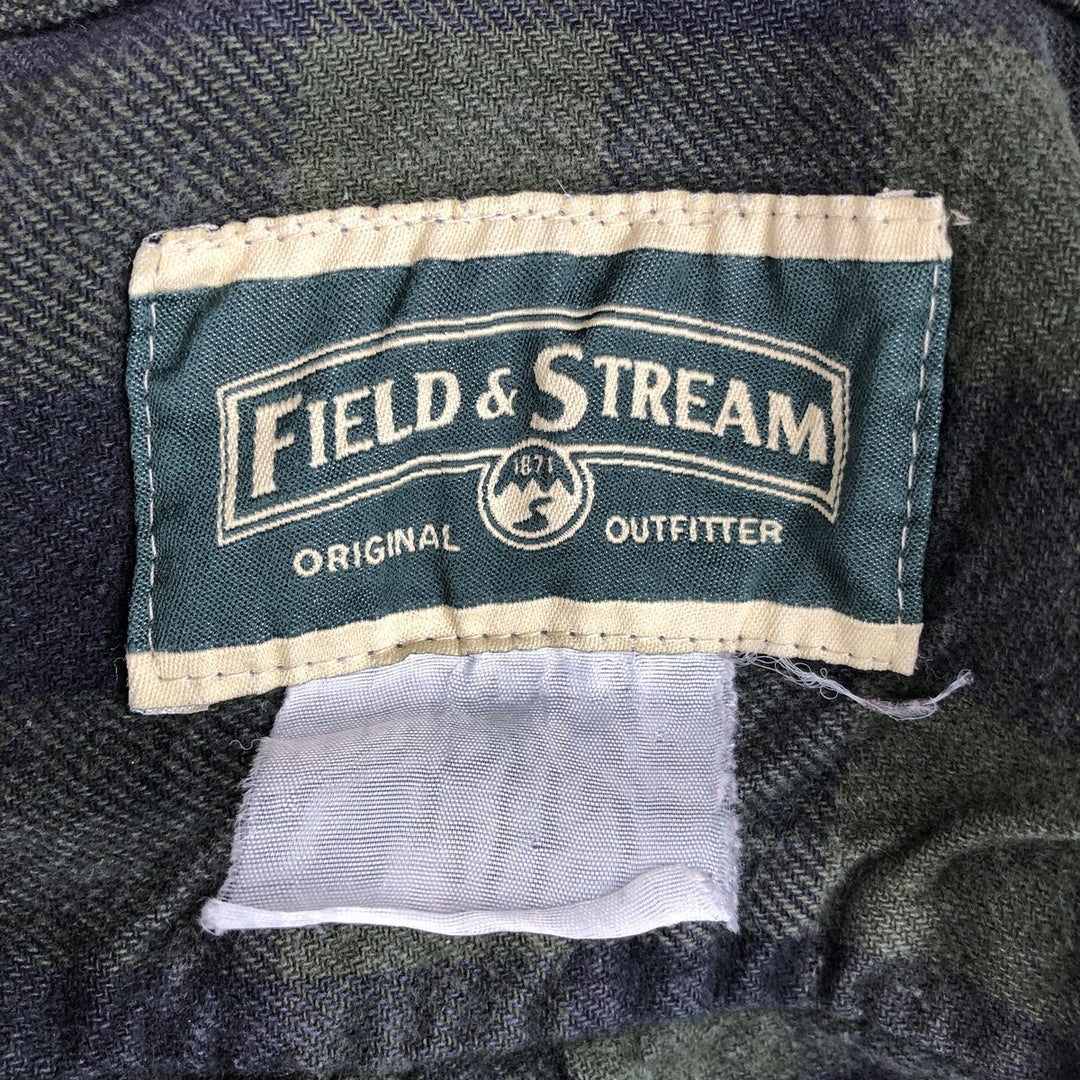 FIELD and STREAM Buffalo Check Long Sleeve Heavy Flannel Check Shirt, Men's Size L unclear Green type dark green Vintage Second Hand