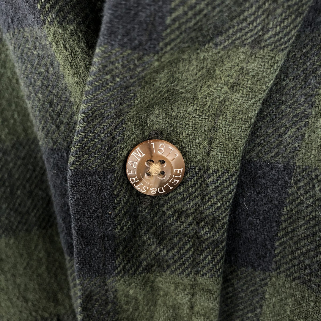 FIELD and STREAM Buffalo Check Long Sleeve Heavy Flannel Check Shirt, Men's Size L unclear Green type dark green Vintage Second Hand