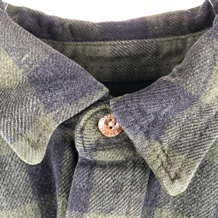 FIELD and STREAM Buffalo Check Long Sleeve Heavy Flannel Check Shirt, Men's Size L unclear Green type dark green Vintage Second Hand