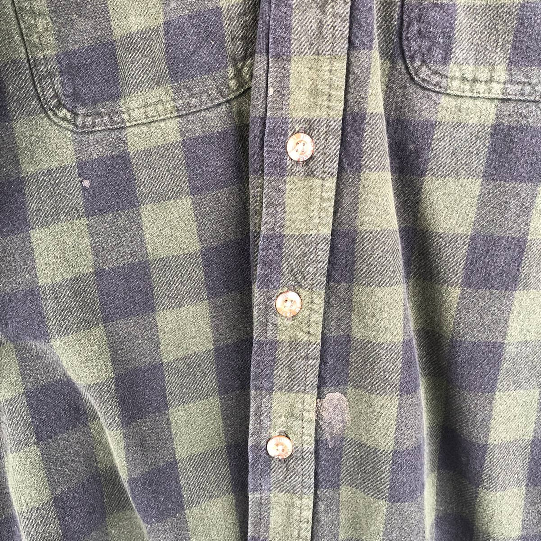 FIELD and STREAM Buffalo Check Long Sleeve Heavy Flannel Check Shirt, Men's Size L unclear Green type dark green Vintage Second Hand