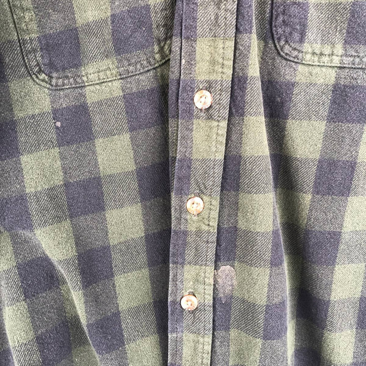 FIELD and STREAM Buffalo Check Long Sleeve Heavy Flannel Check Shirt, Men's Size L unclear Green type dark green Vintage Second Hand