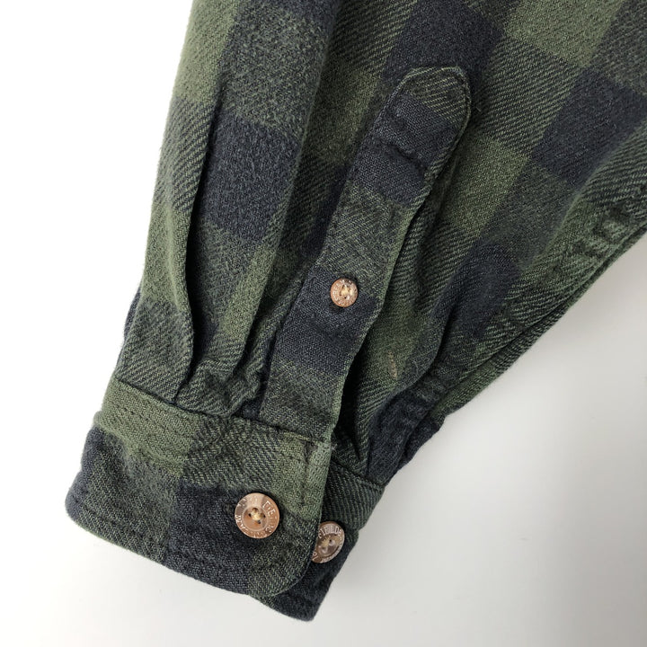 FIELD and STREAM Buffalo Check Long Sleeve Heavy Flannel Check Shirt, Men's Size L unclear Green type dark green Vintage Second Hand