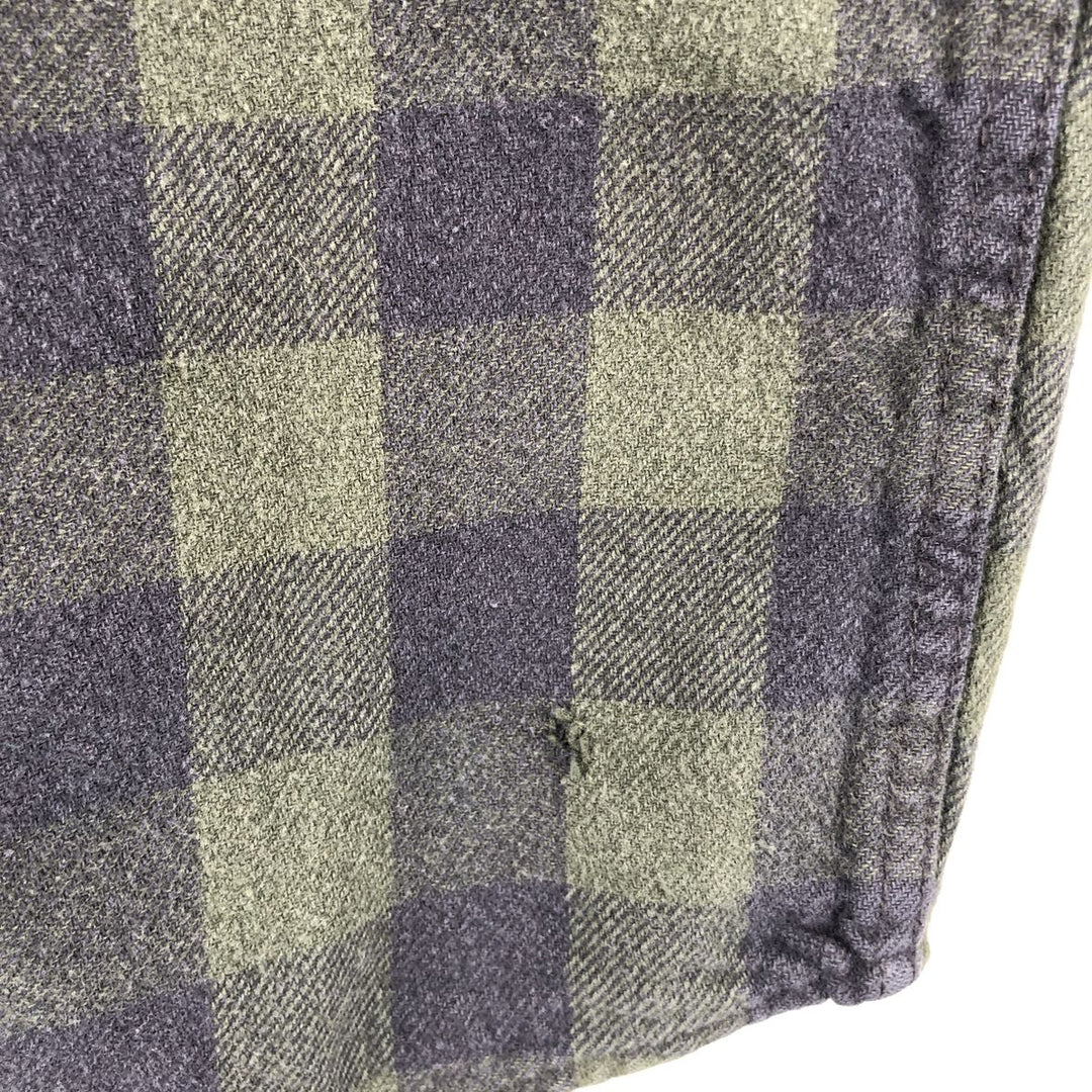 FIELD and STREAM Buffalo Check Long Sleeve Heavy Flannel Check Shirt, Men's Size L unclear Green type dark green Vintage Second Hand