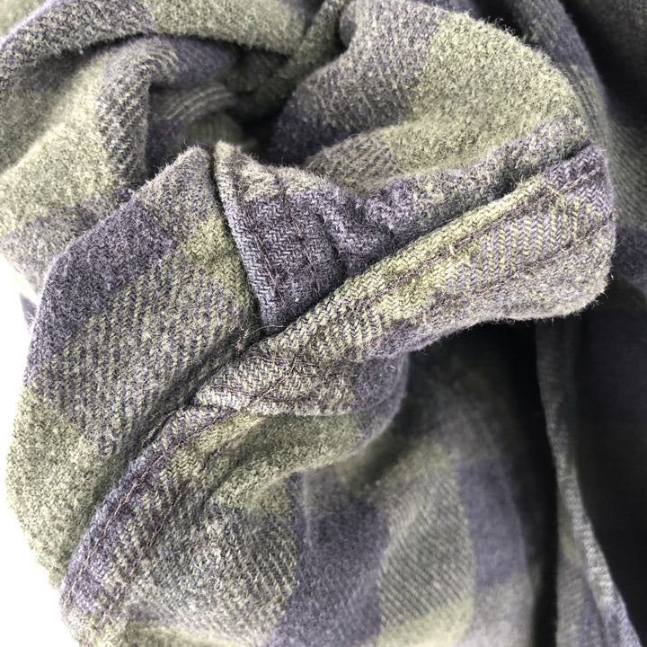 FIELD and STREAM Buffalo Check Long Sleeve Heavy Flannel Check Shirt, Men's Size L unclear Green type dark green Vintage Second Hand
