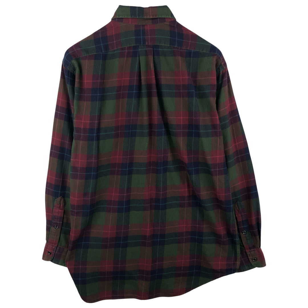 Ralph Lauren BLAKE Check Pattern Long Sleeve Button-Down Light Flannel Check Shirt, Men's Size Medium cotton green type Vintage Second Hand