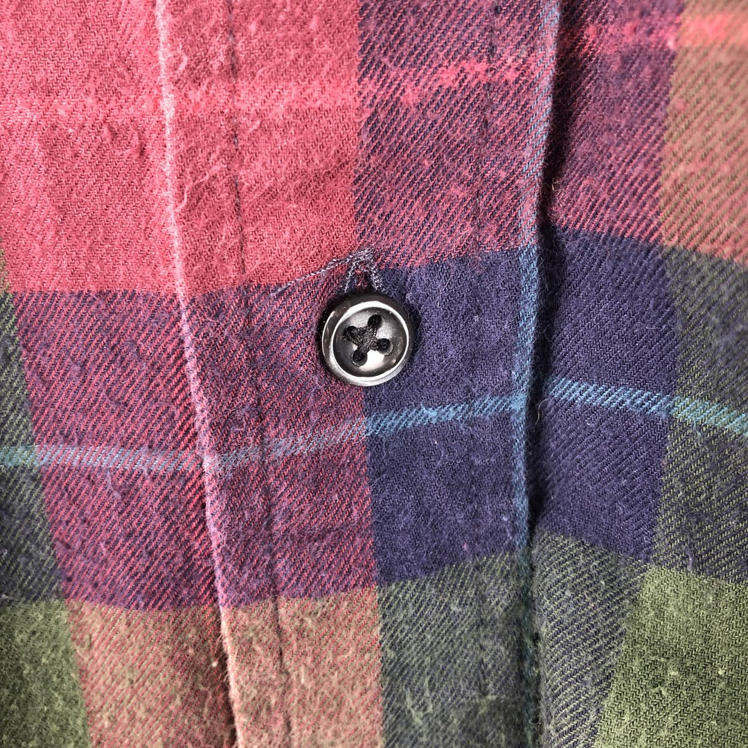 Ralph Lauren BLAKE Check Pattern Long Sleeve Button-Down Light Flannel Check Shirt, Men's Size Medium cotton green type Vintage Second Hand