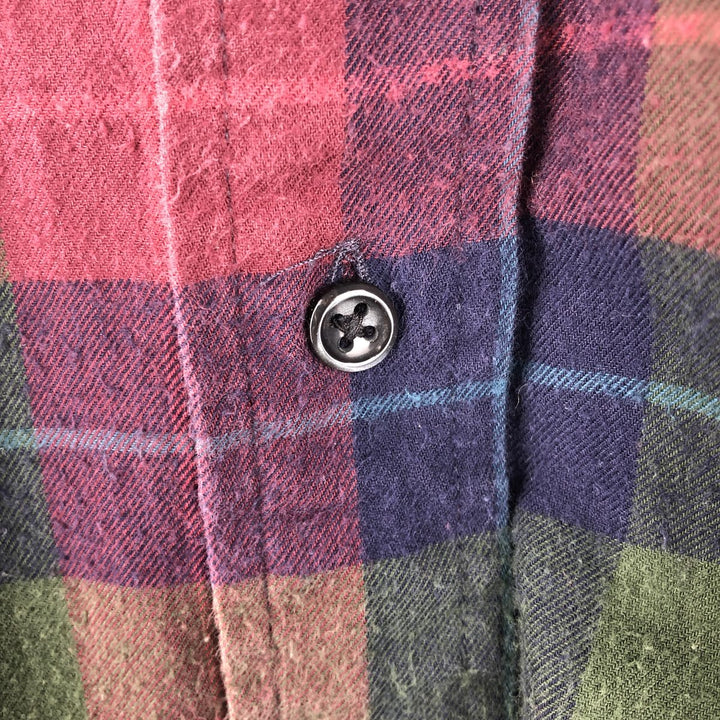 Ralph Lauren BLAKE Check Pattern Long Sleeve Button-Down Light Flannel Check Shirt, Men's Size Medium cotton green type Vintage Second Hand