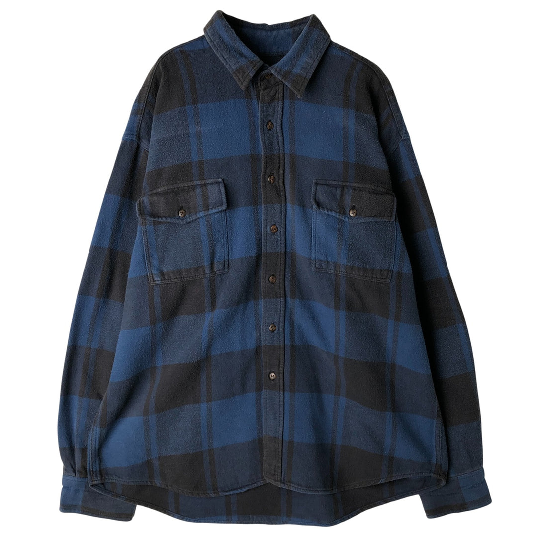 90'S GAP Vintage Long Sleeve Flannel Check Shirt, Men's XL cotton navy blue type Vintage Second Hand