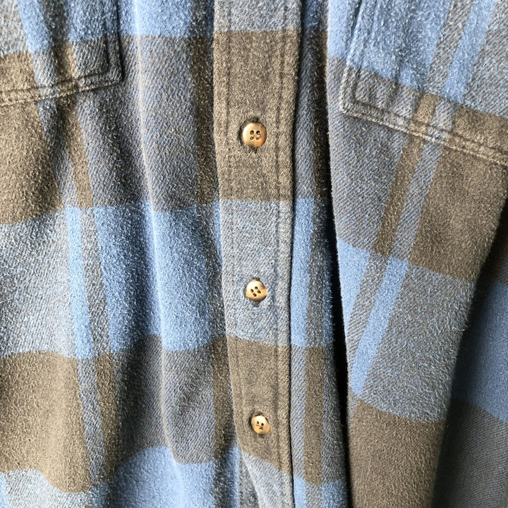 90'S GAP Vintage Long Sleeve Flannel Check Shirt, Men's XL cotton navy blue type Vintage Second Hand