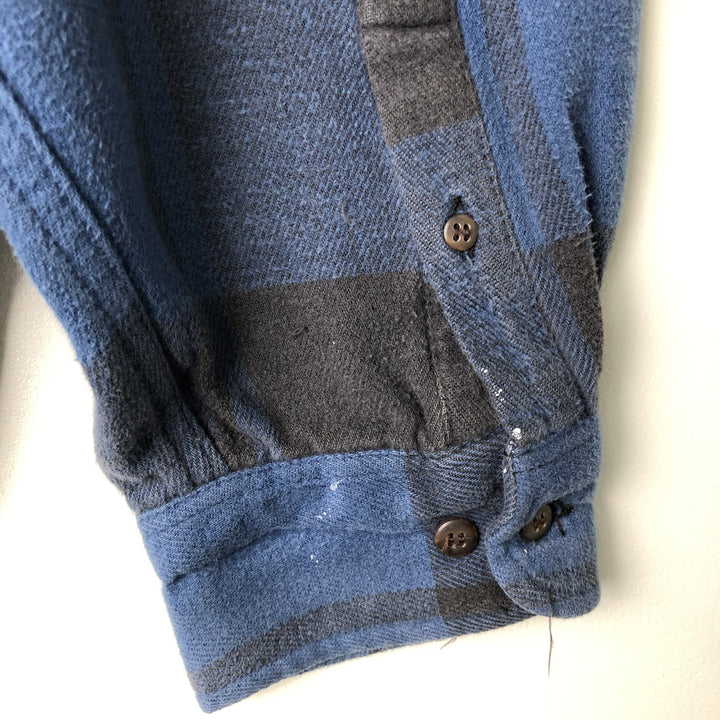 90'S GAP Vintage Long Sleeve Flannel Check Shirt, Men's XL cotton navy blue type Vintage Second Hand