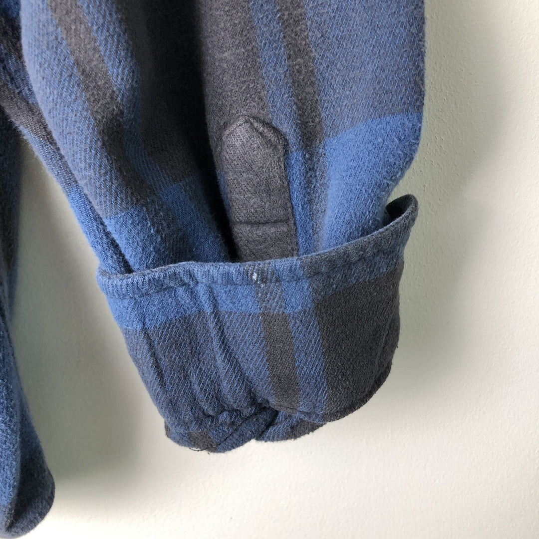 90'S GAP Vintage Long Sleeve Flannel Check Shirt, Men's XL cotton navy blue type Vintage Second Hand