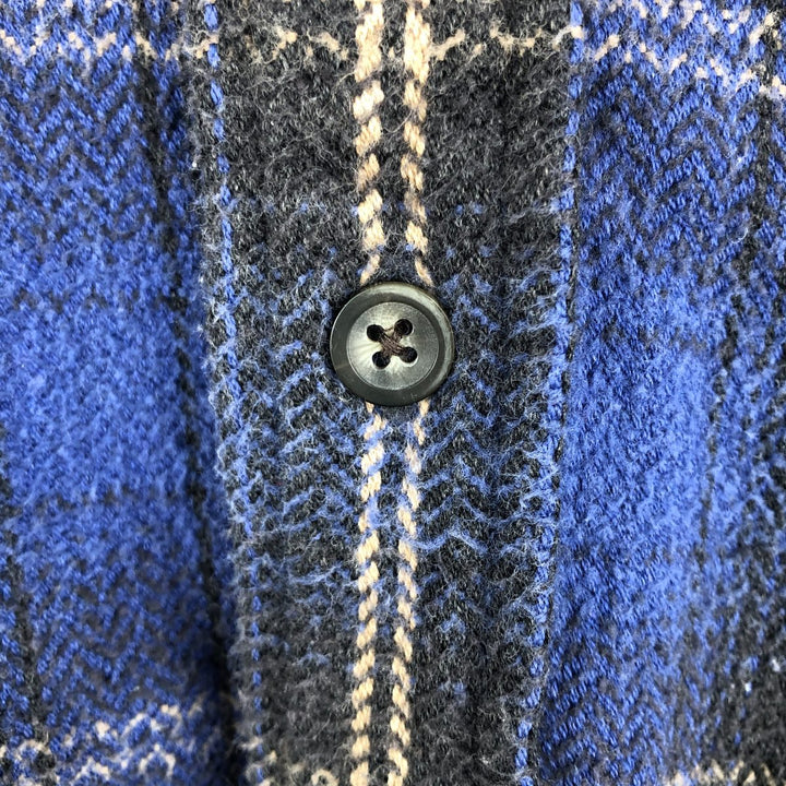 90s-00'S St. John's Bay Check Pattern Long Sleeve Heavy Flannel Shirt, XL, Men's XL cotton blue type Vintage Second Hand