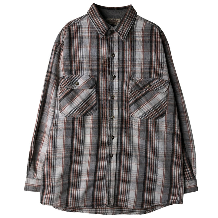 M.FINE AND SONS Long Sleeve Light Flannel Check Shirt, Men's Size XL cotton white type Vintage Second Hand