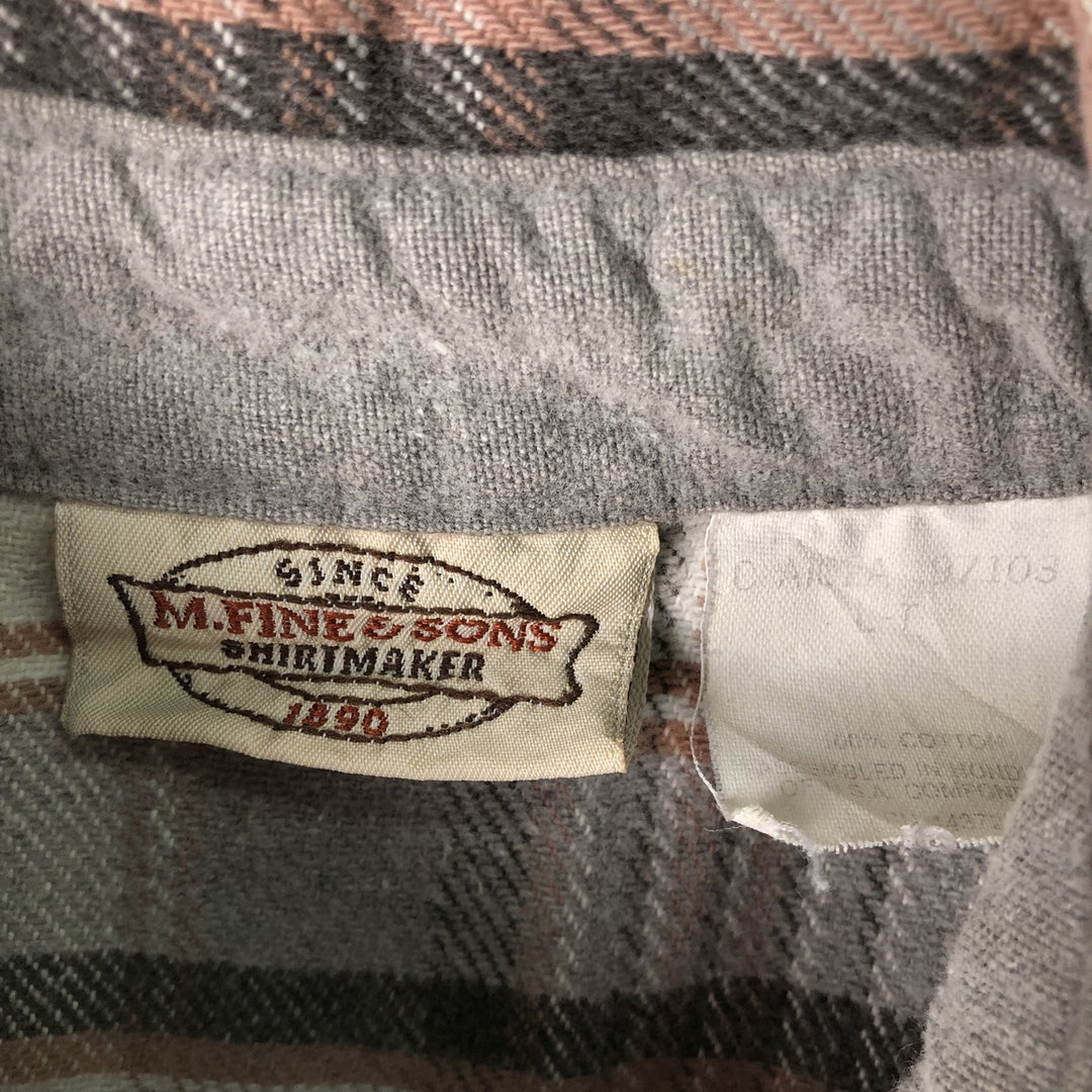 M.FINE AND SONS Long Sleeve Light Flannel Check Shirt, Men's Size XL cotton white type Vintage Second Hand