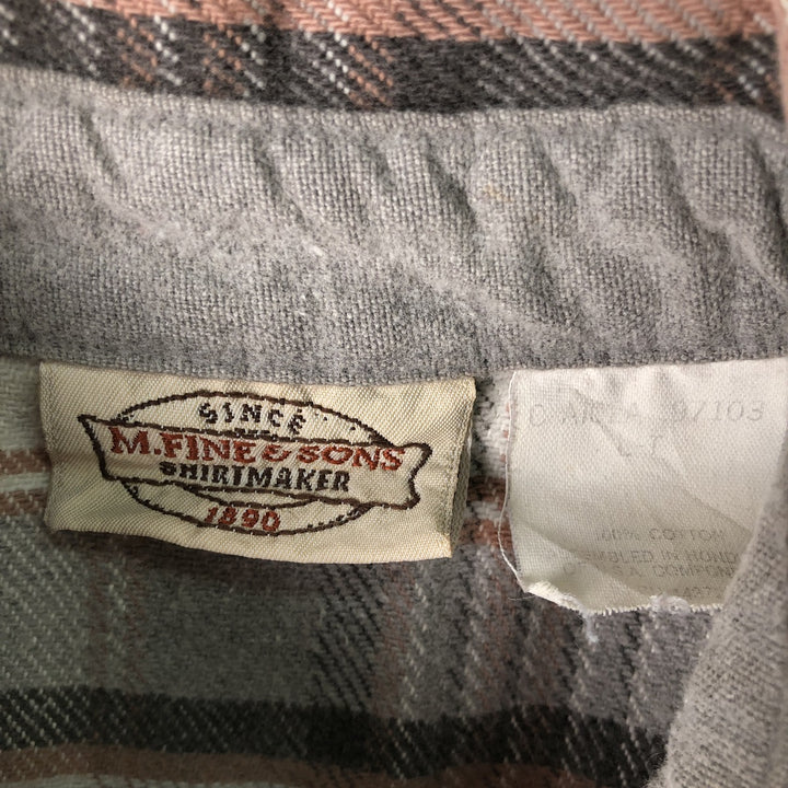 M.FINE AND SONS Long Sleeve Light Flannel Check Shirt, Men's Size XL cotton white type Vintage Second Hand