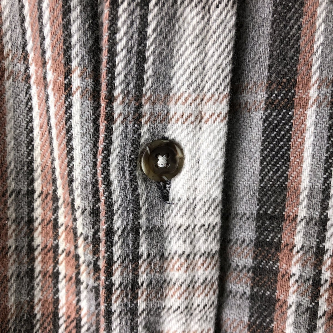 M.FINE AND SONS Long Sleeve Light Flannel Check Shirt, Men's Size XL cotton white type Vintage Second Hand