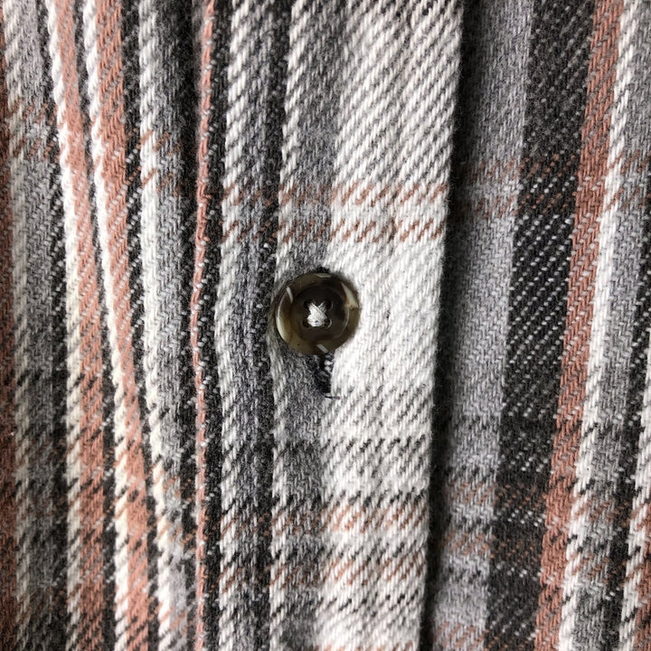 M.FINE AND SONS Long Sleeve Light Flannel Check Shirt, Men's Size XL cotton white type Vintage Second Hand