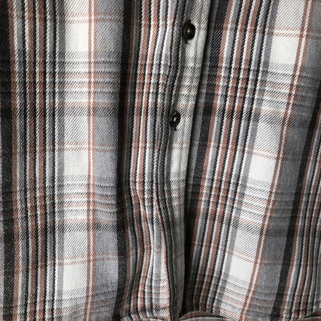 M.FINE AND SONS Long Sleeve Light Flannel Check Shirt, Men's Size XL cotton white type Vintage Second Hand