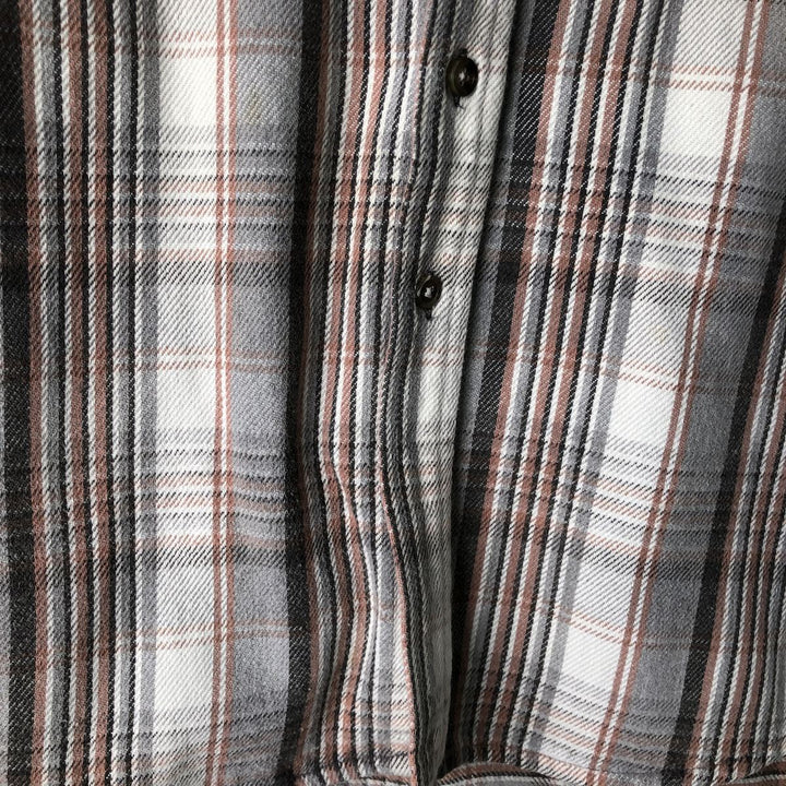 M.FINE AND SONS Long Sleeve Light Flannel Check Shirt, Men's Size XL cotton white type Vintage Second Hand