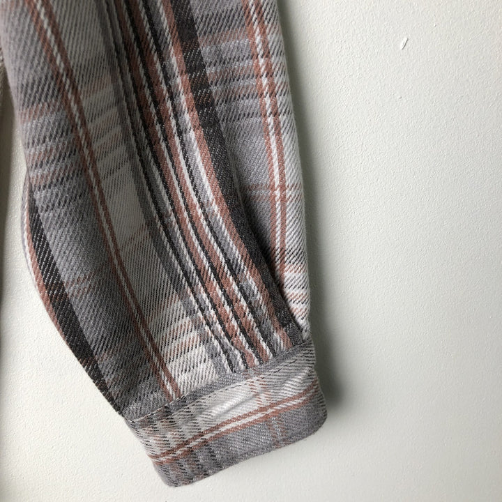 M.FINE AND SONS Long Sleeve Light Flannel Check Shirt, Men's Size XL cotton white type Vintage Second Hand