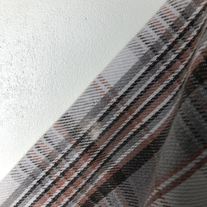 M.FINE AND SONS Long Sleeve Light Flannel Check Shirt, Men's Size XL cotton white type Vintage Second Hand