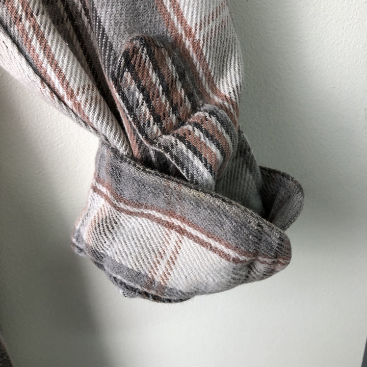 M.FINE AND SONS Long Sleeve Light Flannel Check Shirt, Men's Size XL cotton white type Vintage Second Hand