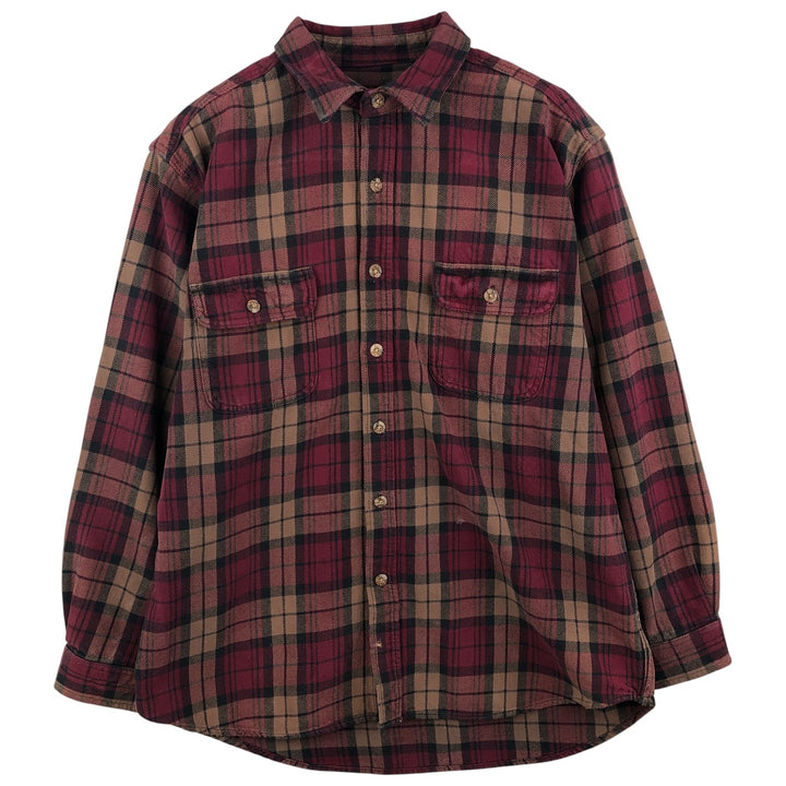 FIELD AND STREAM Long Sleeve Heavy Flannel Check Shirt, Men's XL unclear red type Vintage Second Hand