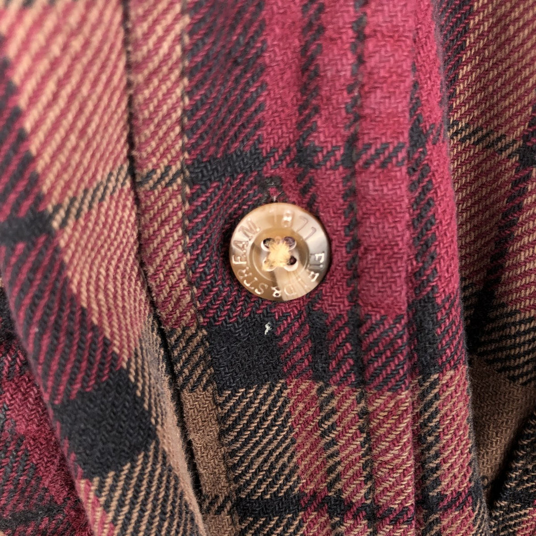 FIELD AND STREAM Long Sleeve Heavy Flannel Check Shirt, Men's XL unclear red type Vintage Second Hand