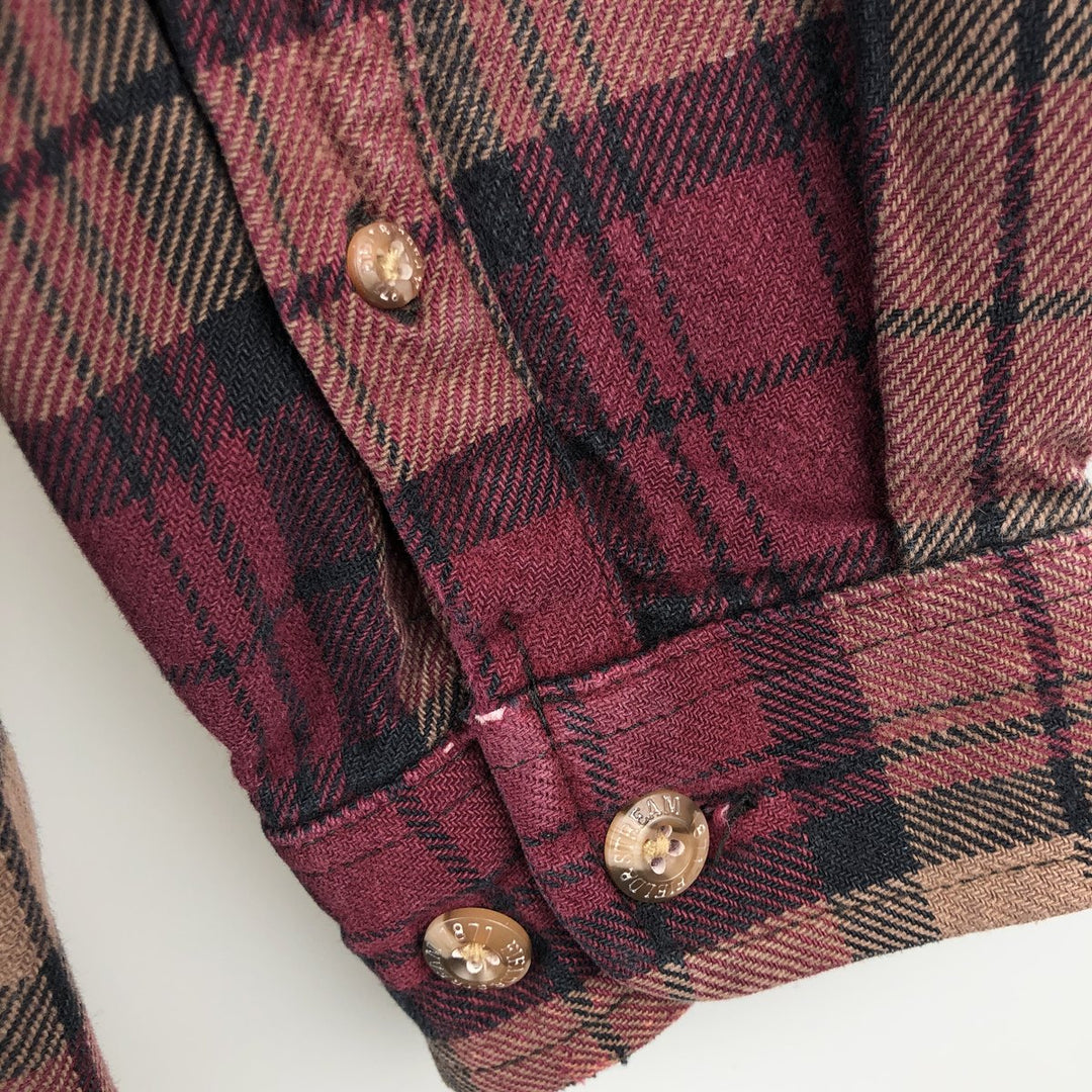 FIELD AND STREAM Long Sleeve Heavy Flannel Check Shirt, Men's XL unclear red type Vintage Second Hand