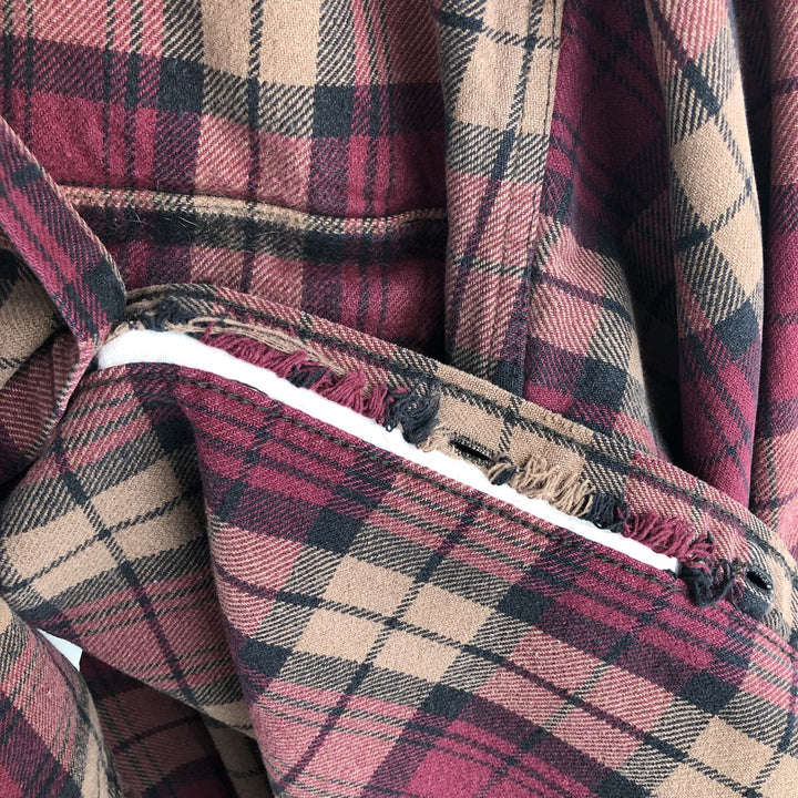 FIELD AND STREAM Long Sleeve Heavy Flannel Check Shirt, Men's XL unclear red type Vintage Second Hand