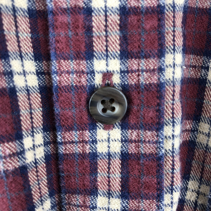 LLBean Long Sleeve Button Down Flannel Check Shirt, Men's Size L cotton red type Vintage Second Hand
