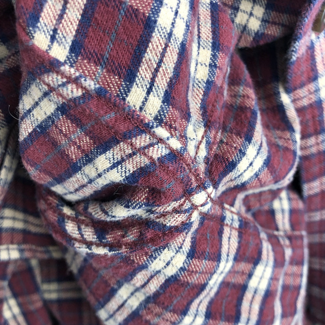 LLBean Long Sleeve Button Down Flannel Check Shirt, Men's Size L cotton red type Vintage Second Hand