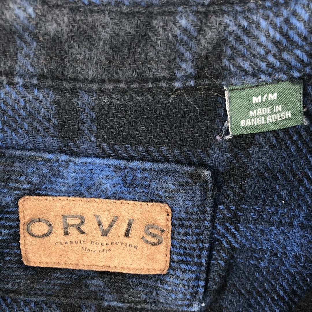 ORVIS Ombre Check Long Sleeve Heavy Flannel Check Shirt, Men's M cotton blue type Vintage Second Hand