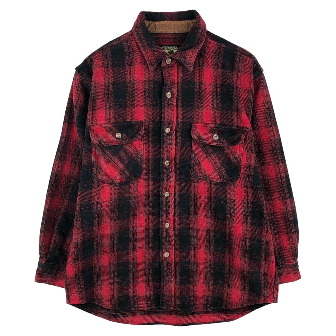 Field and Stream FIELD AND STREAM Ombre Check Long Sleeve Heavy Flannel Check Shirt Men's XL cotton red type Vintage Second Hand