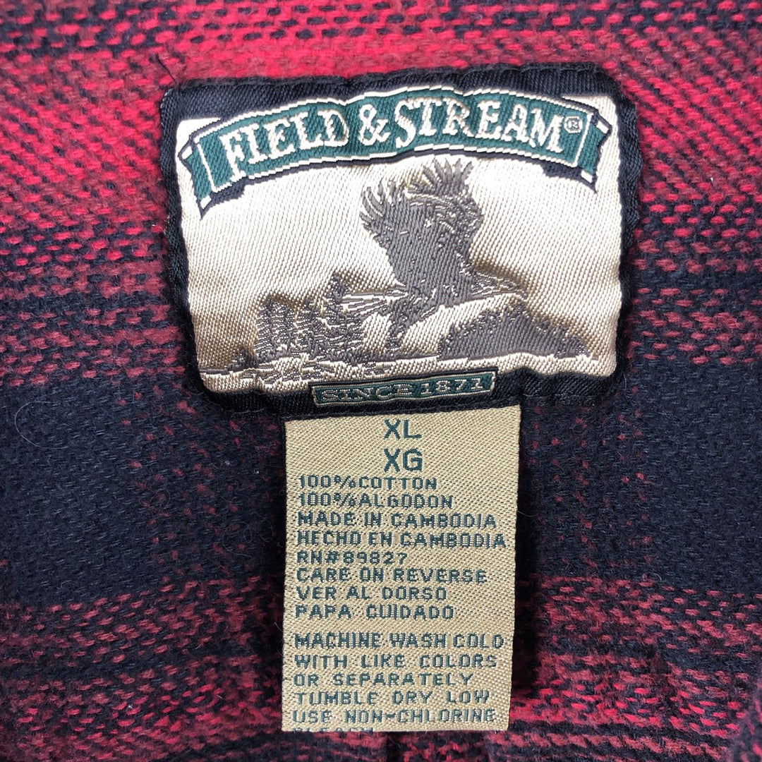 Field and Stream FIELD AND STREAM Ombre Check Long Sleeve Heavy Flannel Check Shirt Men's XL cotton red type Vintage Second Hand