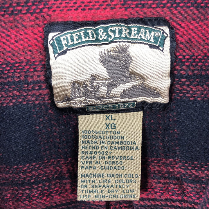 Field and Stream FIELD AND STREAM Ombre Check Long Sleeve Heavy Flannel Check Shirt Men's XL cotton red type Vintage Second Hand
